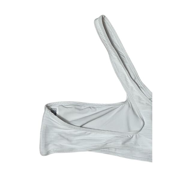 Topshop Bikini Swim Top One Shoulder Asymmetric Cut Out Stretchy White W 8 NWOT - Picture 5 of 8
